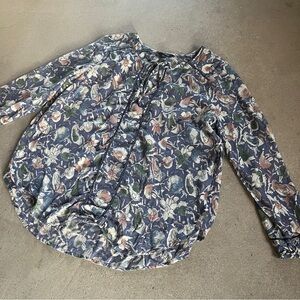 Lucky Brand Floral Long Sleeve Women's Peasant Top